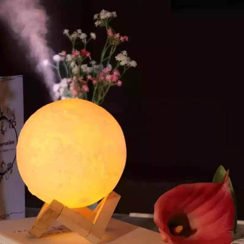 Umidificador Luminária Lua Cheia 3D Touch 880ml