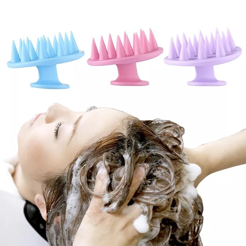 Escova Massageadora De Silicone Couro Cabeludo