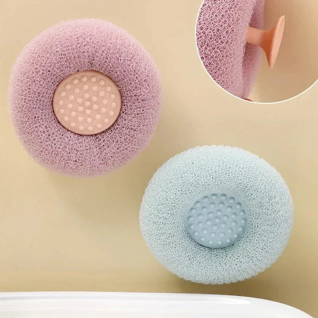 Esponja Esfoliante para Banho e Massageadora | Faz Espuma Facilmente e Ventosa | Reutilizável