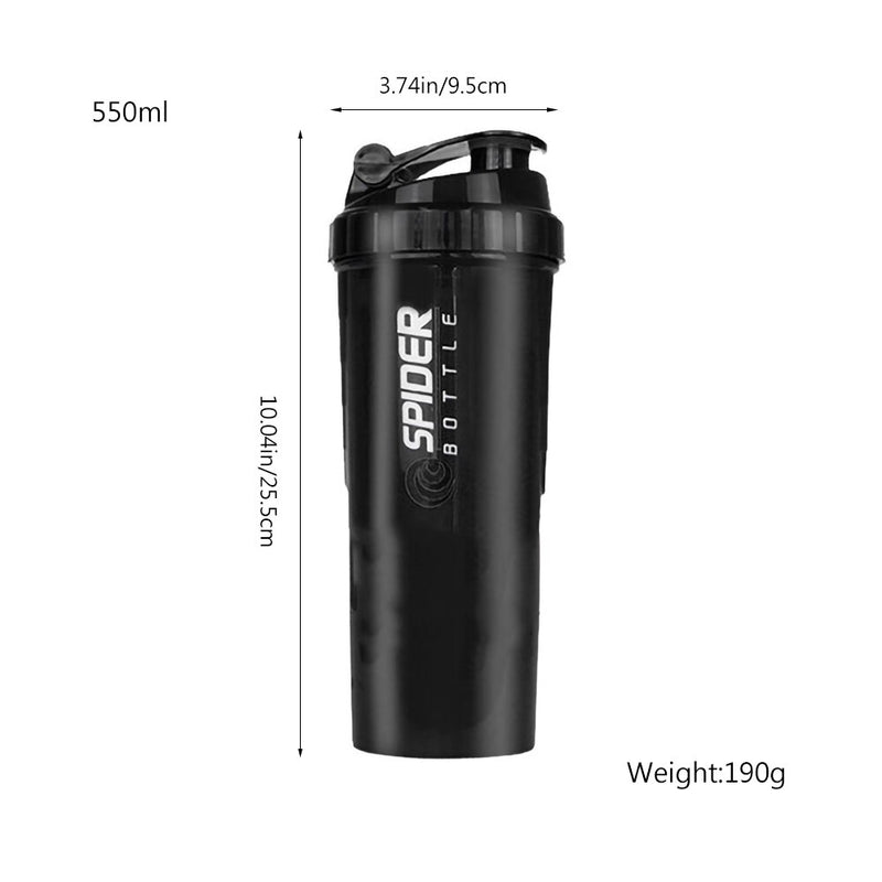 Garrafa Coqueteleira Gym De 3 Camadas Spider Bottle