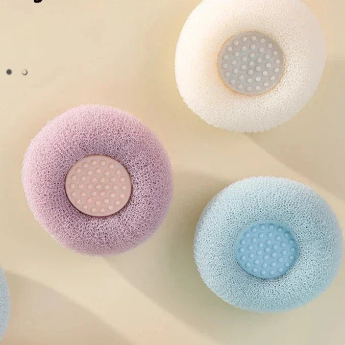 Esponja Esfoliante para Banho e Massageadora | Faz Espuma Facilmente e Ventosa | Reutilizável